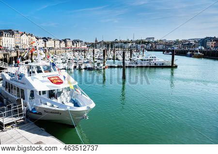 Dieppe, France - August 29 2022: Boats In The Harbour In Dieppe, Fishing Port On The Normandy Coast 