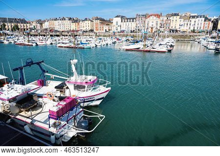Dieppe, France - August 29 2022: Boats In The Harbour In Dieppe, Fishing Port On The Normandy Coast 