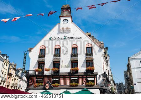 Dieppe, France - August 29 2022: Cafes In Town Centre In Dieppe, Fishing Port On The Normandy Coast 