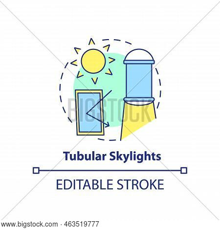 Tubular Skylights Concept Icon. Power Home With Renewable Energy. Sun Tunnel Abstract Idea Thin Line