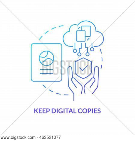 Keep Digital Copies Blue Gradient Concept Icon. Electronic Scanning Documents. Prepare Before Move A