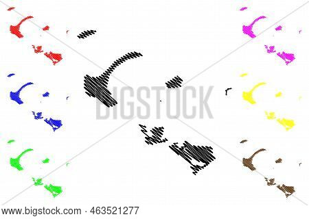 Turtle Islands (republic Of Sierra Leone, Salone, Atlantic Ocean) Map Vector Illustration, Scribble 