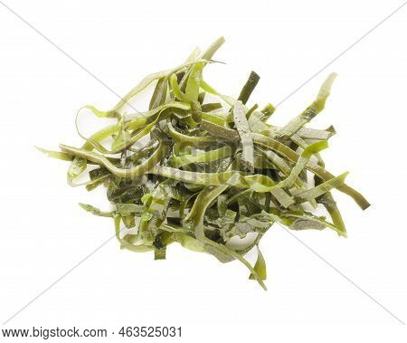 Fresh Laminaria (kelp) Seaweed Isolated On White, Top View