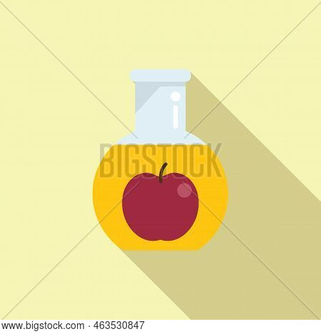 Dna Flask Apple Icon Flat Vector. Gmo Food. Gene Medicine