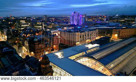 Aerial View Over The City Of Glasgow In The Evening - Glasgow, United Kingdom - October 04, 2022