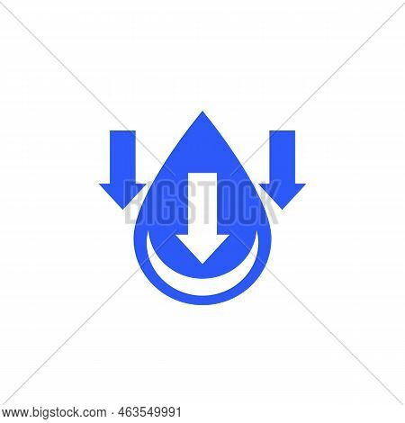 Low Water Level Icon With Arrows, Vector Sign
