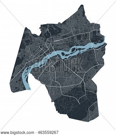 Bamako Vector Map. Detailed Vector Map Of Bamako City Administrative Area. Cityscape Poster Metropol