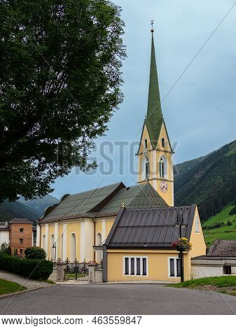 Ischgl, Austria - July 25, 2022: Parish Church Of Saint Nicholas In Ischgl