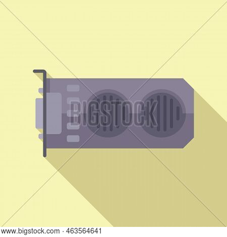 Pc Video Card Icon Flat Vector. Computer Gpu. Cooler Pci