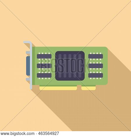 Fan Gpu Card Icon Flat Vector. Pc Graphic. Memory Video