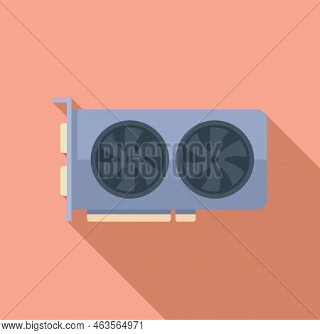 Chip Gpu Card Icon Flat Vector. Graphic Pc. Cpu Fan