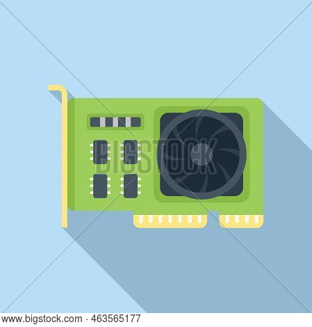 Gpu Card Cooler Icon Flat Vector. Cpu Chip. Hardware Display