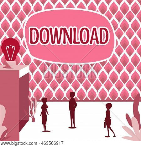 Text Caption Presenting Download. Business Idea Act Or Instance Of Transferring Something To Another