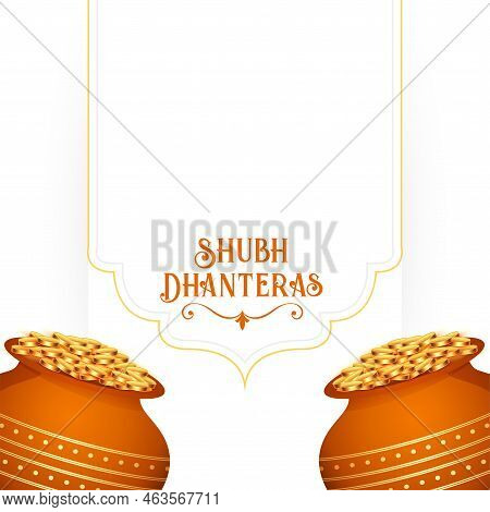 Shubh Dhanteras Occasion Background With Golden Coin Kalasha Design