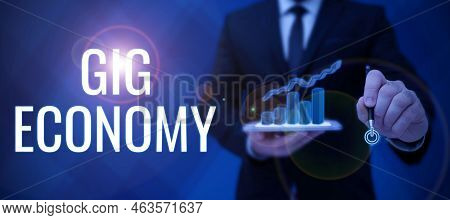 Text Showing Inspiration Gig Economy. Word For A Market System Distinguished By Shortterm Jobs And C