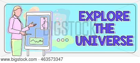 Inspiration Showing Sign Explore The Universe. Internet Concept Space And Scientific Discovery Of Th