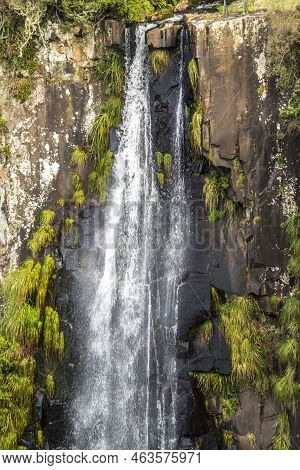 Avencal Waterfall And A Vertical Rock Wall In Urubici, Southern Brazil