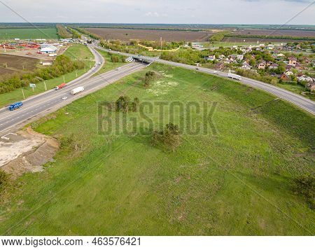 Rostov-on-don. M4 Highway. Bataysk. Russia Aerial Drone Shot Of The Highway.