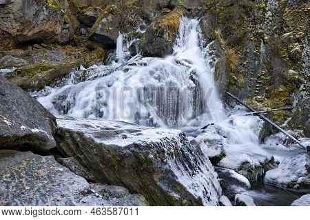 Russia. South Of Western Siberia. One Of The Most Beautiful Waterfalls Of The Altai Mountains On The