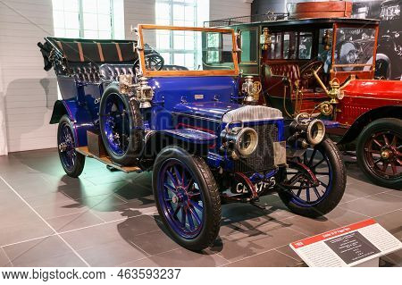 Verkhnyaya Pyshma, Russia - September 14, 2021: British Classic Car Daimler Poppet Valve 30 Hp In Th