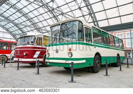 Verkhnyaya Pyshma, Russia - September 14, 2021: Classic Soviet Urban Bus Laz-695n Lviv In The Ummc M
