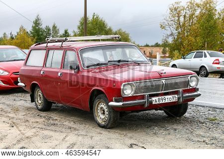Nadym, Russia - September 4, 2022: Classic Soviet Estate Car Gaz-24-12 Volga In The City Street.
