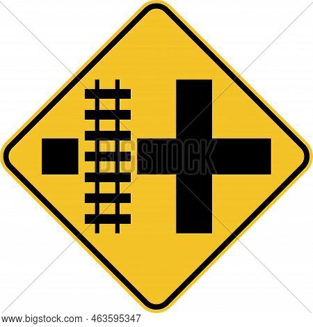 Highway Light Rail Transit Grade Crossing Left Sign