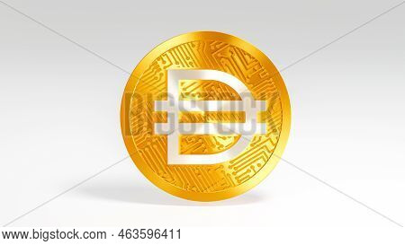 Dai Cryptocurrency, Token Symbol, Stablecoin 3d Rendering Isolated On White Background