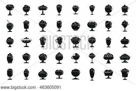 Gelato Bowl Icons Set Simple Vector. Ice Cream. Conce Cup
