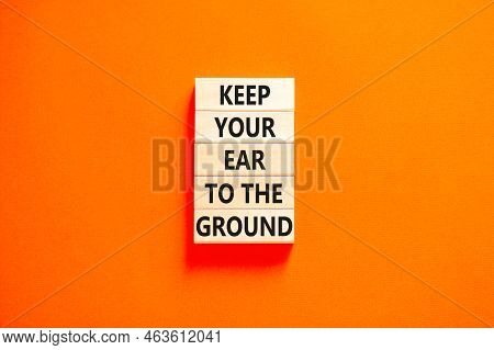 Keep Your Ear To The Ground Symbol. Concept Words Keep Your Ear On The Ground On Wooden Blocks. Beau