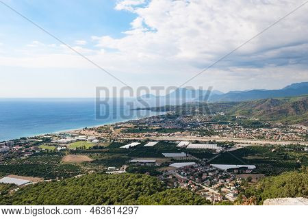 View From The Top Of The Mountain To The City Of Kirish, The Mediterranean Sea And Mountains. Beauti