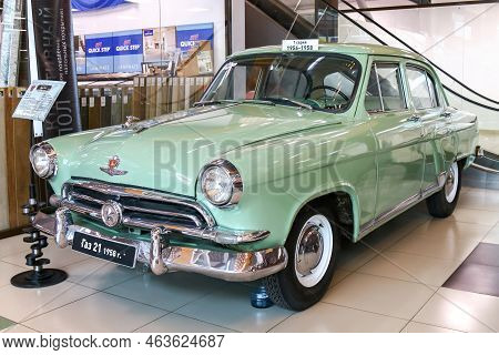 Chelyabinsk, Russia - September 18, 2016: Classic Soviet Saloon Car Gaz-21 Volga In The Retro Cars M