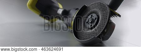 Cordless Hand Sander On A Gray Background, Close-up. Electric Power Tools. Diy Repair, Construction 