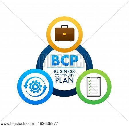 Bcp - Business Continuity Plan Business Concept. Vector Stock Illustration.