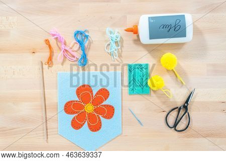 Sewing Craft Kit For Kids On The Table.