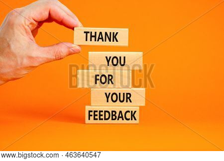 Thank You For Feedback Symbol. Concept Words Thank You For Your Feedback On Wooden Blocks On A Beaut