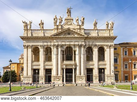 Facade Of Lateran Basilica In Rome, Italy