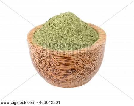 Indigo Indigofera Tinctoria Powder In The Wooden Bowl Isolated Transparent Png