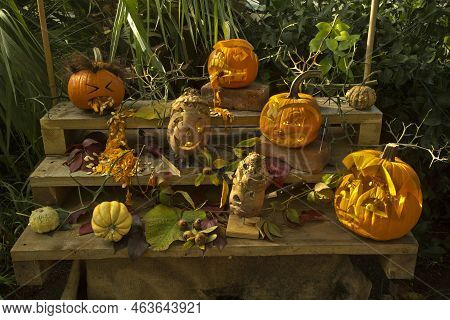 Stuttgart, Germany, 31 October 2019. Halloween Pumpkins At Wilhelma Zoo In Stuttgart, Germany.