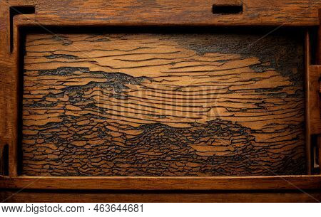 Woodenl Texture Vintage Material Wallpaper Antique Frame And Gray Background,