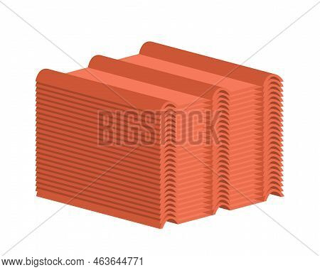 Red Roof Icon. Materials For Building Private House, Architecture, Construction. Graphic Element For