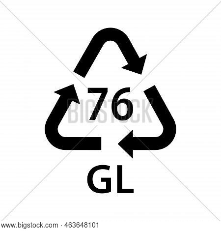 Glass Recycling Code Gl 76, Leaded Glass Symbol, Ecology Recycling Sign, Identification Code, Packag