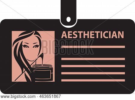 Identification Card For A Aesthetician On A Clip. Vector Illustration.