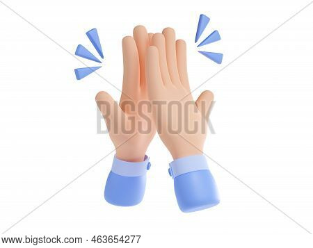 High Five 3d Render Hand Gesture. Team Work, Friends Meeting, Partnership, Friendship, Support And C