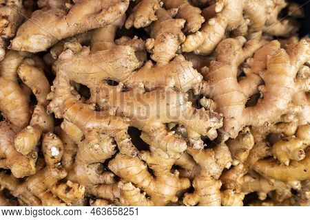 Zingiber Officinale - Fresh Ginger Roots In The Traditional Colombian Market