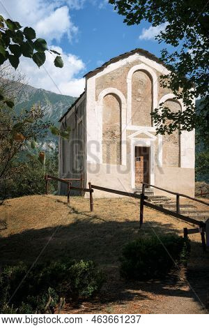 Novalesa, Italy - August 29, 2021: The Abbey Of Novalesa In Piedmont, Italy, Famous Medieval Benedec