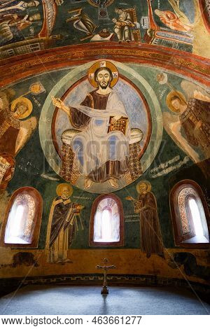 Novalesa, Italy - August 29, 2021: The Abbey Of Novalesa In Piedmont, Italy, Famous Medieval Benedec