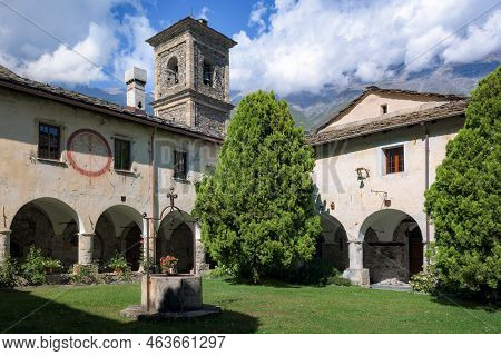 Novalesa, Italy - August 29, 2021: The Abbey Of Novalesa In Piedmont, Italy, Famous Medieval Benedec