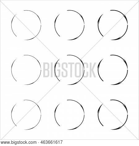 Set Of Black Circles. Round Frames In Doodle Style. Doodle Circles For Design Elements. Bubble Proet
