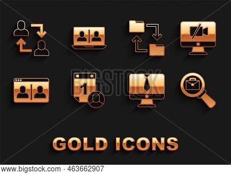 Set Time Management, Video Camera Off On Computer, Magnifying Glass With Briefcase, Chat Conference,